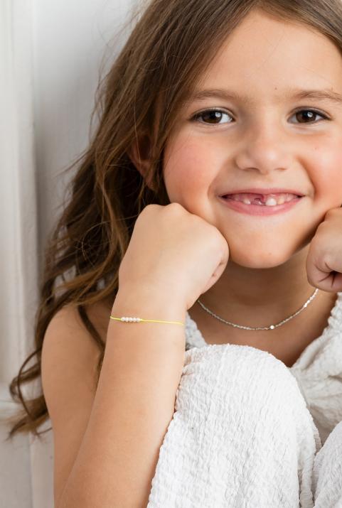 Bracelet enfant fil avec cinq perles de culture or rose - Redline - 0++