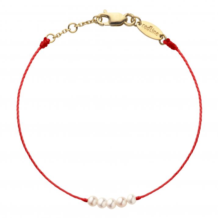 Bracelet enfant fil avec cinq perles de culture or jaune - Redline - 0++