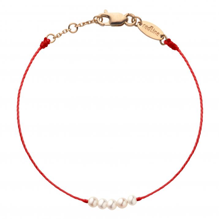 Bracelet enfant fil avec cinq perles de culture or rose - Redline - 0++