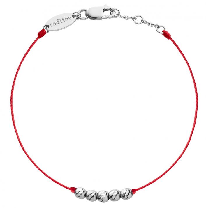 Bracelet enfant fil avec cinq perles martelées or blanc - Redline