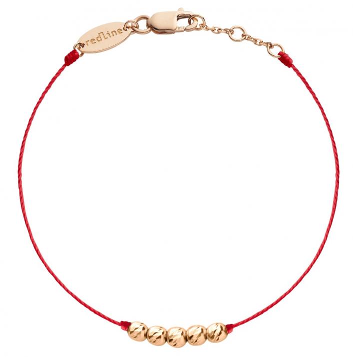 Bracelet enfant fil avec cinq perles martelées or rose - Redline
