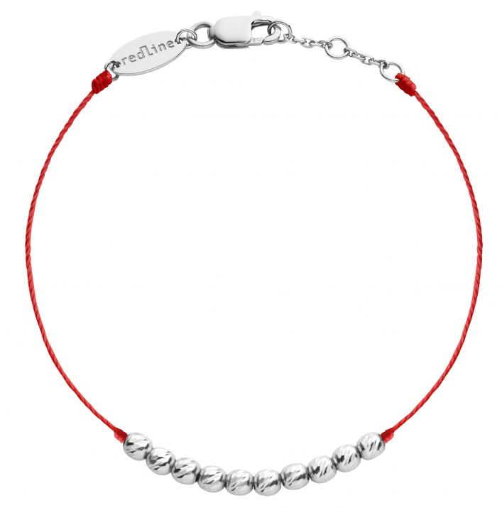 Bracelet fil avec boules martelées en or blanc - Redline