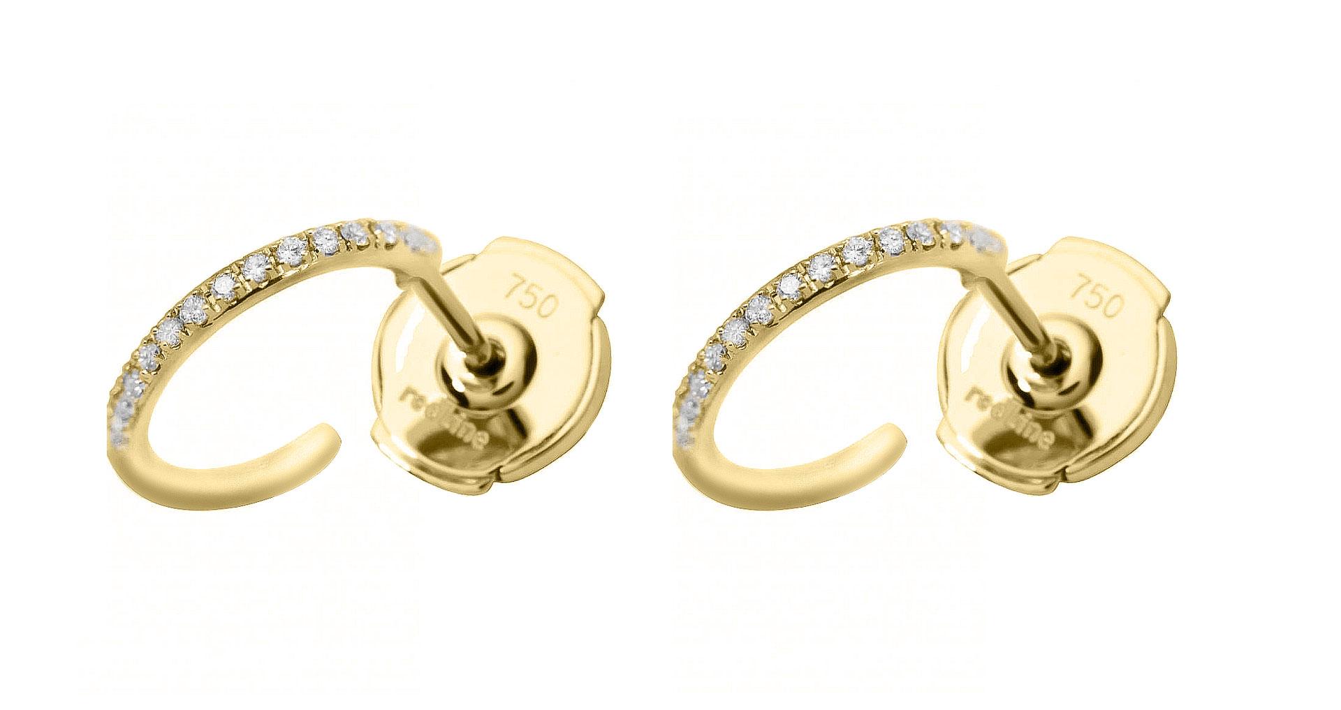 Orecchini A Cerchio In Oro Giallo 18K Con Diamanti Naturali 0,46 Ct, 12 Diamanti SI1, Clip, G
