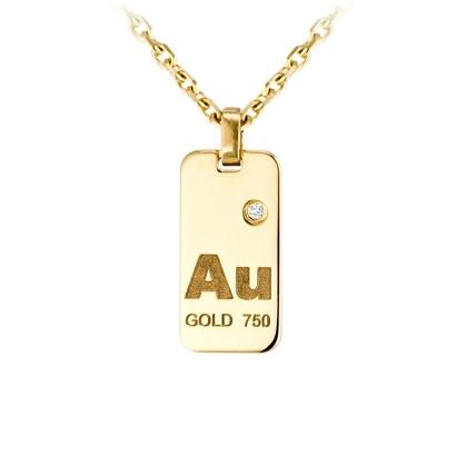 Collier Chaîne Femme avec 0.05ct Diamant Rond en Or Jaune Pavé - Redline