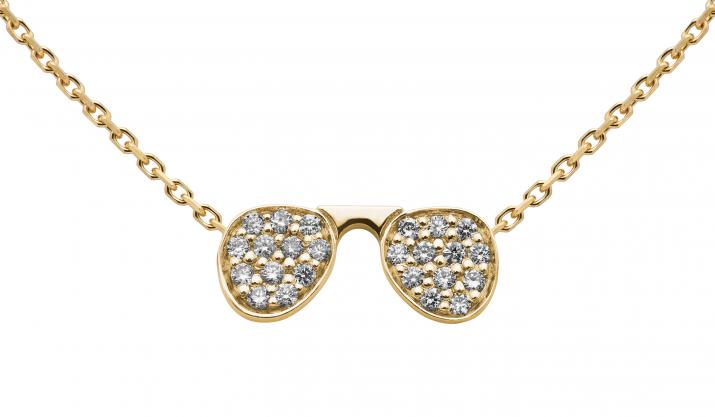 Collier chaîne lunettes de soleil or jaune pavé diamant - Redline - 0++