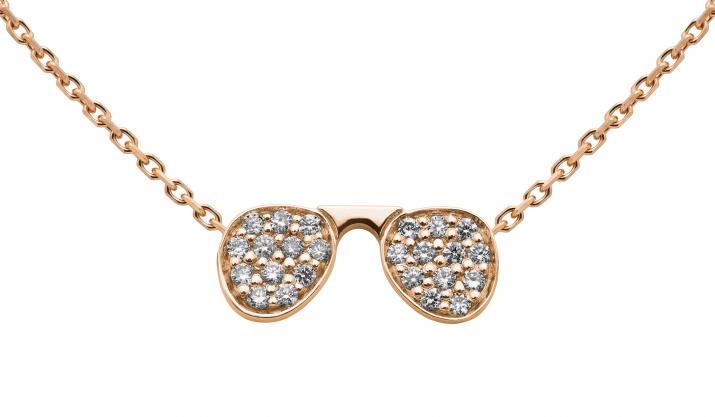 Collier chaîne lunettes de soleil or rose pavé diamant - Redline - 0++