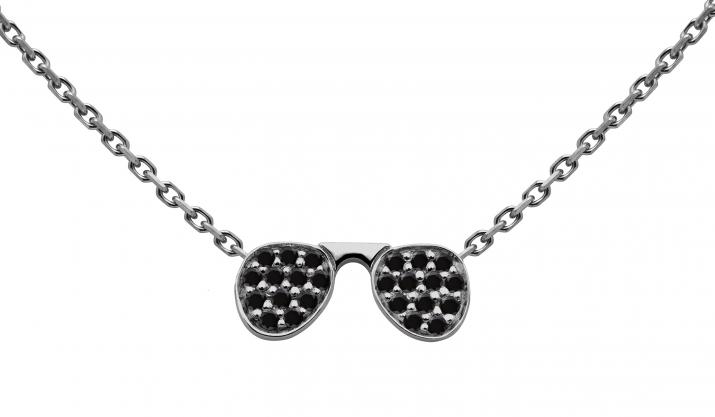 Collier chaîne lunettes de soleil or noir pavé diamant noir pavé - Redline