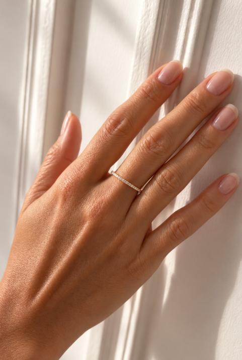 Bague jonc or rose avec diamant blanc - Redline - 0++