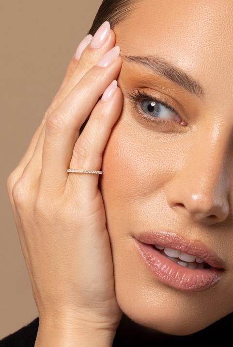 Bague jonc or rose avec diamant blanc - Redline - 0++