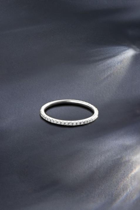 Bague jonc or blanc avec diamant blanc - Redline - 0++