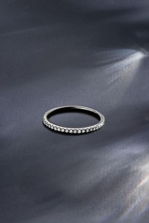 Bague jonc or noir avec diamant blanc - Redline - 0++