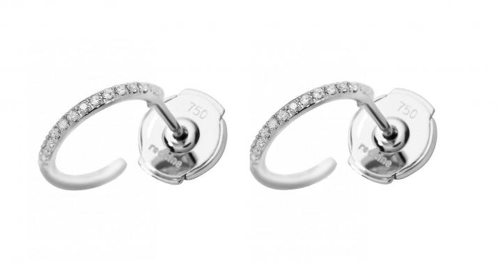 Boucles d'oreilles créole or blanc pavé diamants 0.14 ct - Redline - 0++
