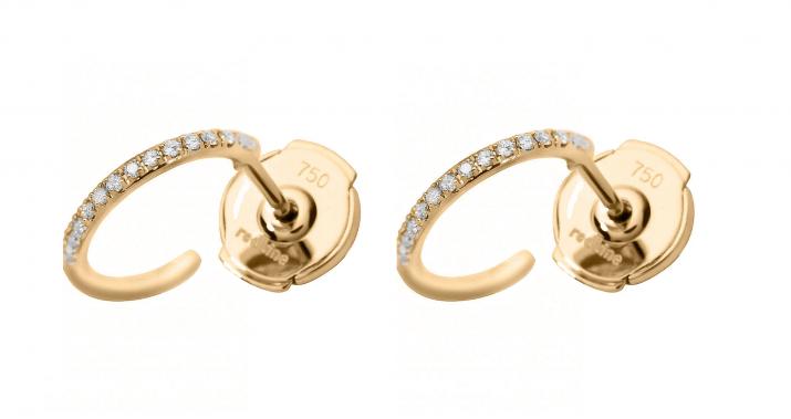 Boucles d'oreilles créole or rose pavé diamants 0.14 ct - Redline - 0++