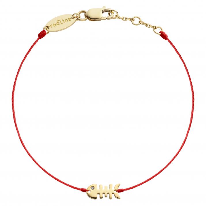 Bracelet fil poisson or jaune avec œil en diamant - Redline