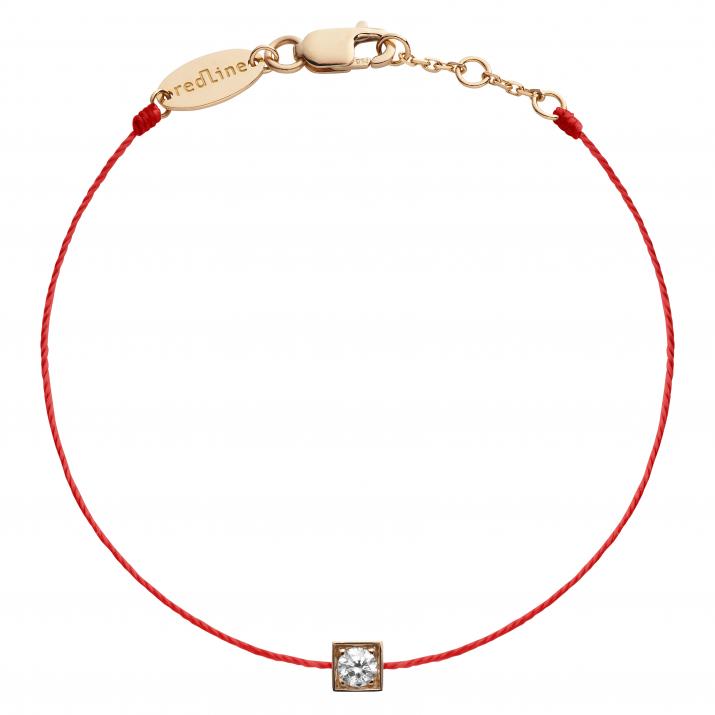Bracelet fil avec diamant 0.10 carat en serti carré or rose - Redline - 0++