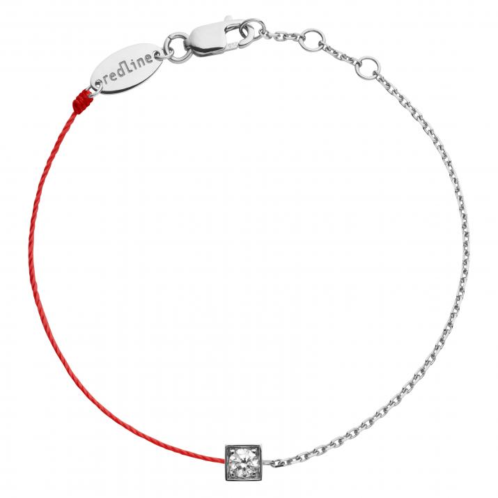Bracelet fil et chaîne avec diamant 0.10 carat en serti carré or blanc - Redline - 0++