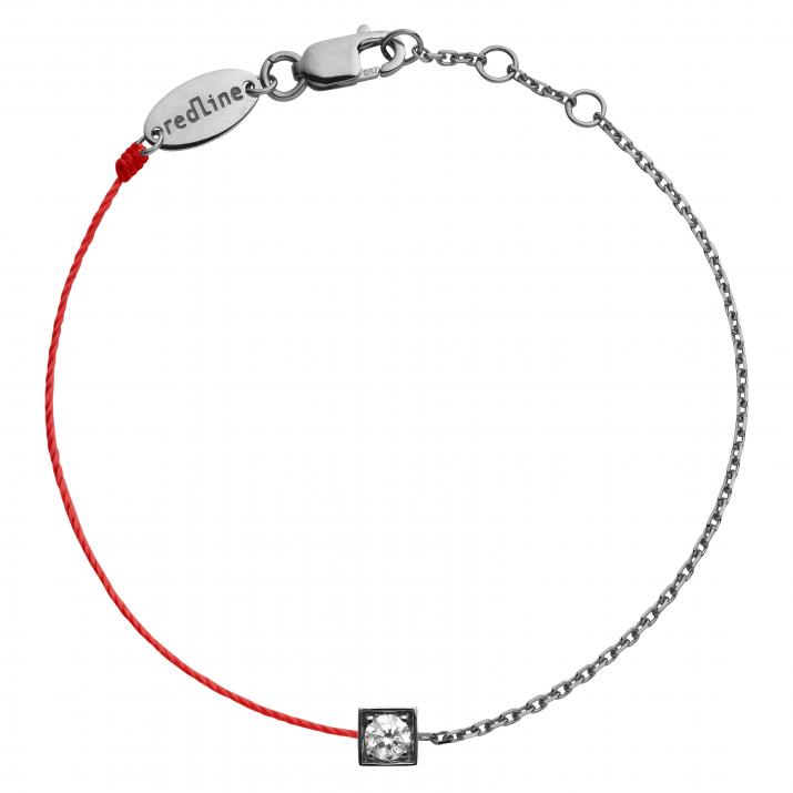 Bracelet fil et chaîne avec diamant 0.10 carat en serti carré or noir - Redline - 0++