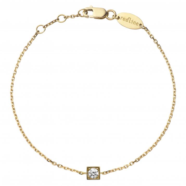 Bracelet chaîne avec diamant 0.10 carat en serti carré or jaune - Redline - 0++