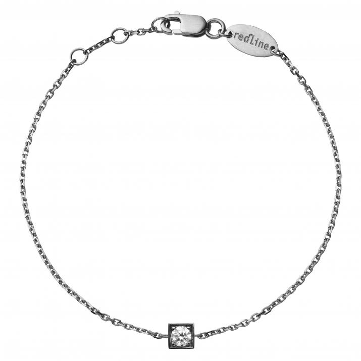 Bracelet chaîne avec diamant 0.10 carat en serti carré or noir - Redline - 0++