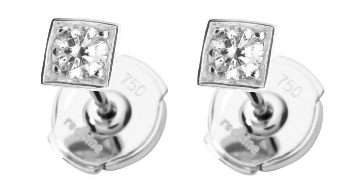 Boucles d'oreilles avec diamant 0.20 carat en serti carré or blanc - Redline - 0++