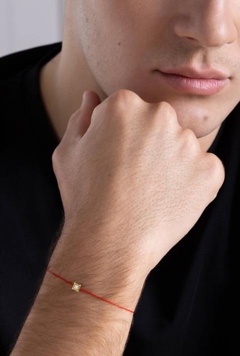 Bracelet homme fil avec diamant en serti carré or jaune - Redline - 0++
