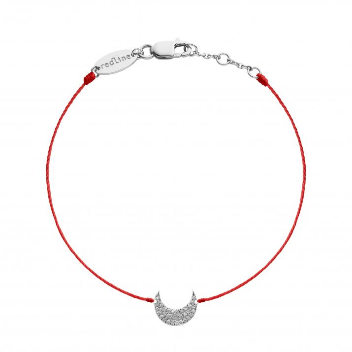 Bracelet fil croissant de lune or blanc pavé diamants - Redline