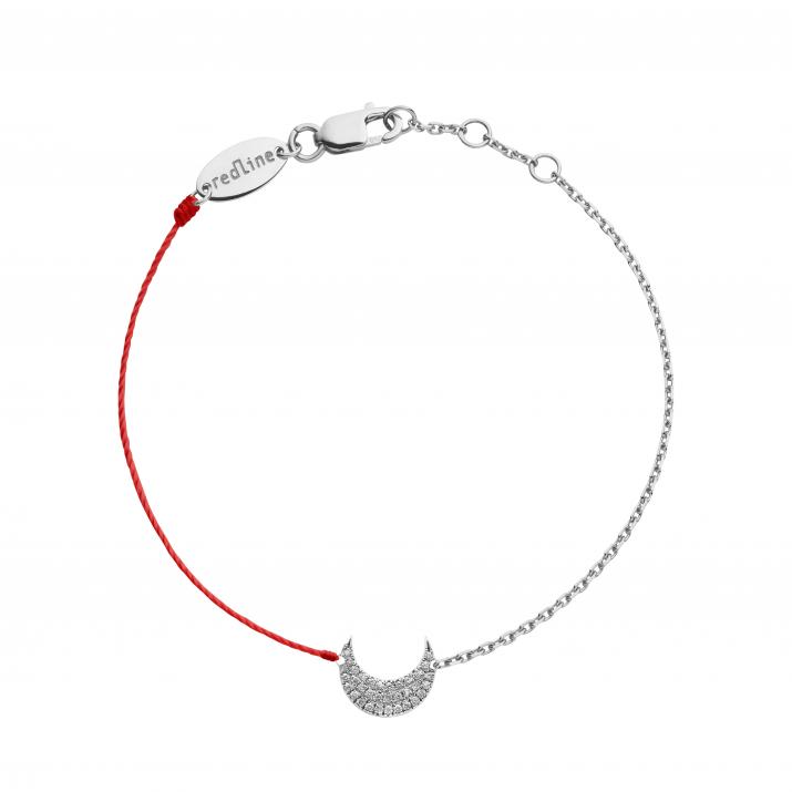 Bracelet mi-fil mi-chaîne croissant de lune or blanc pavé diamants - Redline