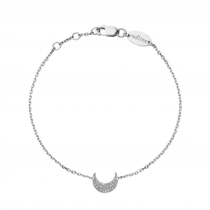 Bracelet chaîne croissant de lune or blanc pavé diamants - Redline