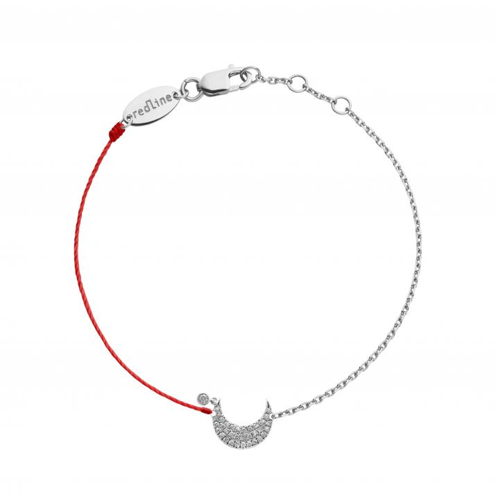 Bracelet fil et chaîne lune diamantée or blanc - Redline