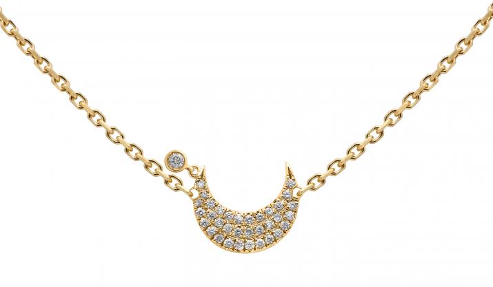 Collier chaîne lune diamantée or jaune - Redline