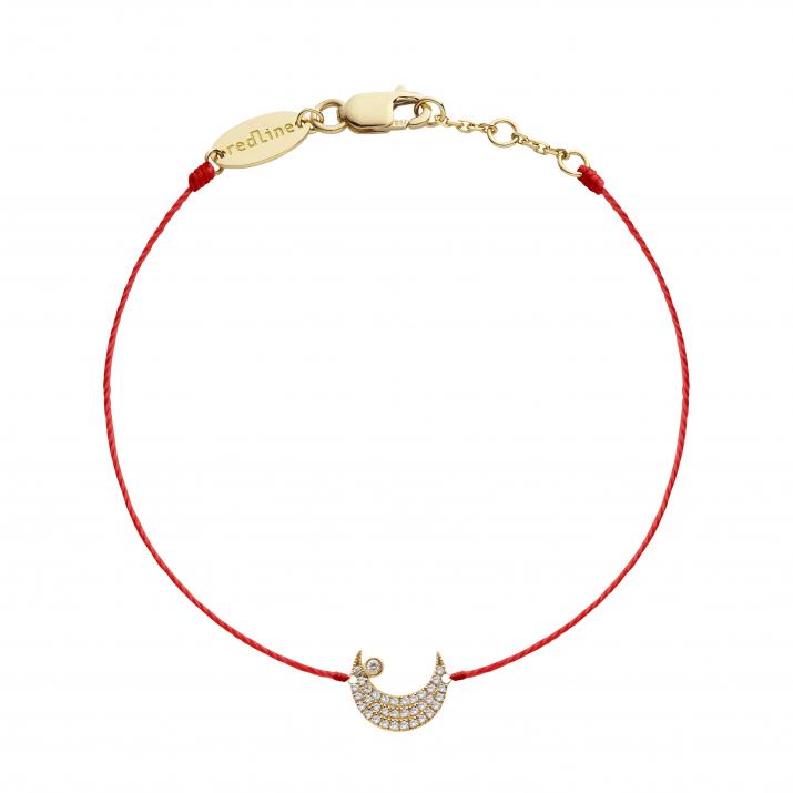 Bracelet fil lune avec diamant en or jaune - Redline