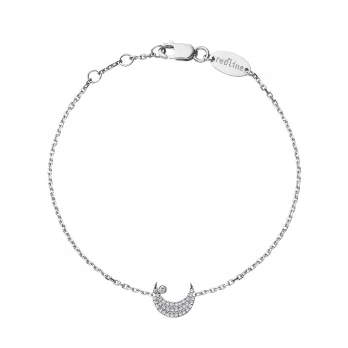 Bracelet chaîne lune avec diamant or blanc - Redline