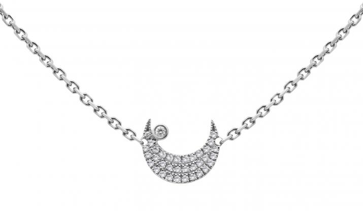 Collier chaîne lune avec diamant or blanc - Redline
