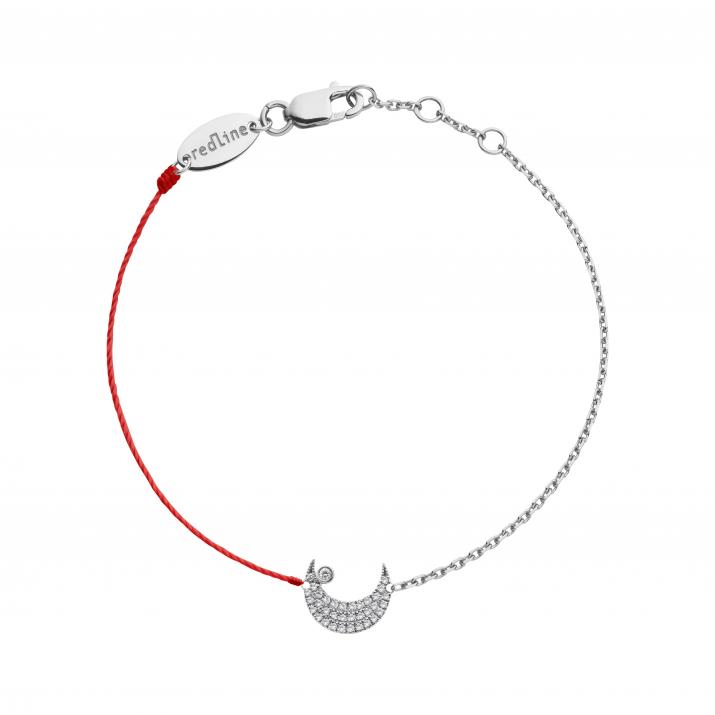 Bracelet fil lune avec diamant or blanc - Redline