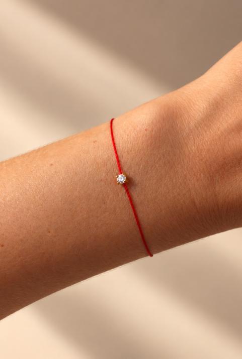 Bracelet fil avec diamant 0.08 carat en serti griffé or jaune - Redline - 0++