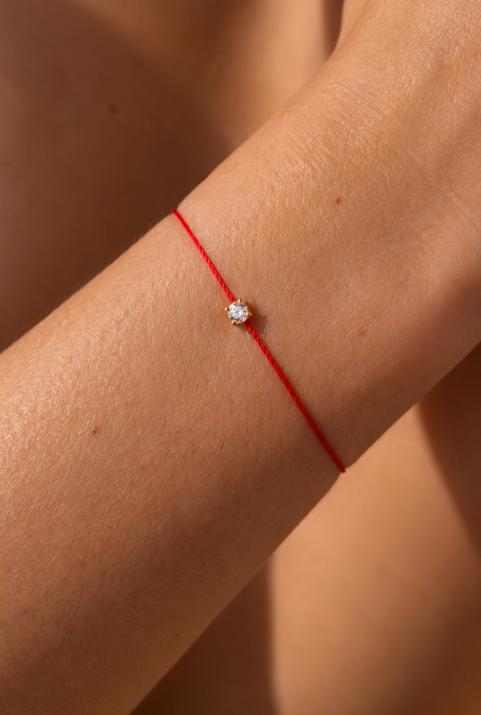 Bracelet fil avec diamant 0.08 carat en serti griffé or jaune - Redline - 0++