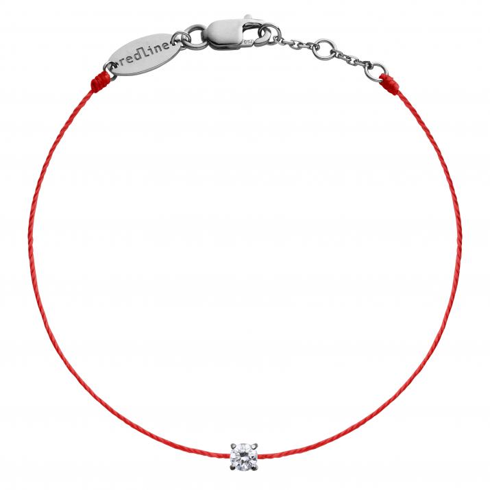 Bracelet fil avec diamant 0.08 carat en serti griffé or noir - Redline - 0++
