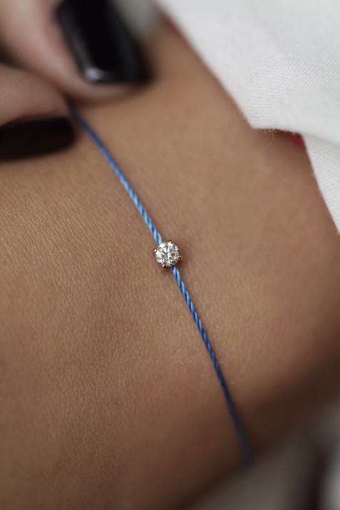 Bracelet fil avec diamant 0.08 carat en serti griffé or rose - Redline - 0++