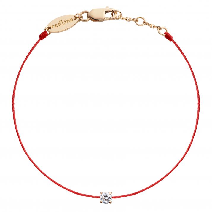 Bracelet fil avec diamant 0.08 carat en serti griffé or rose - Redline - 0++