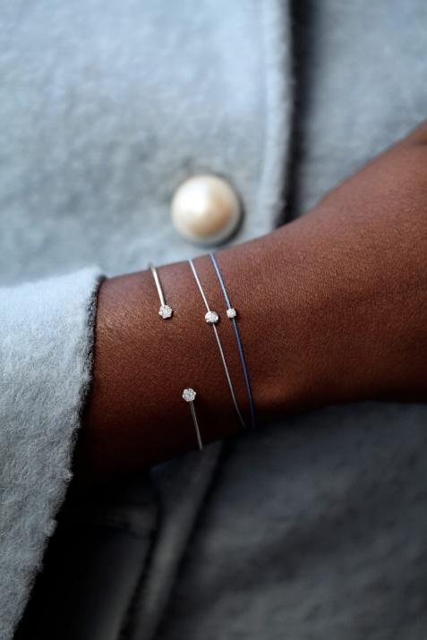 Bracelet jonc avec diamants 0.20 carat en serti invisible or blanc - Redline - 0++