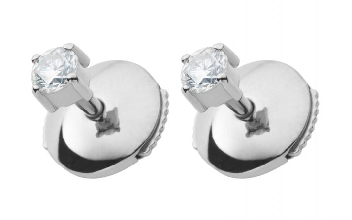 Boucles d'oreilles avec diamant 0.16 carat en serti griffé or blanc - Redline - 0++