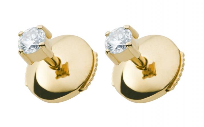 Boucles d'oreilles avec diamant 0.16 carat en serti griffe or jaune - Redline - 0++