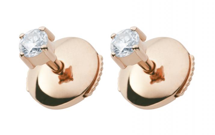 Boucles d'oreilles avec diamant 0.16 carat en serti griffe or rose - Redline - 0++