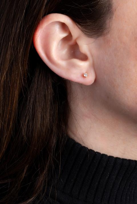 Boucles d'oreilles avec diamant 0.16 carat en serti griffe or rose - Redline - 0++