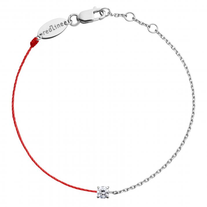 Bracelet fil et chaîne avec diamant 0.08 carat en serti griffé or blanc - Redline - 0++