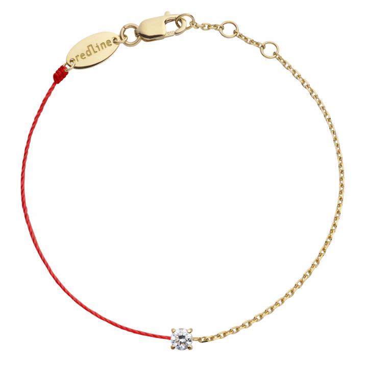 Bracelet fil et chaîne avec diamant 0.08 carat en serti griffé or jaune - Redline - 0++