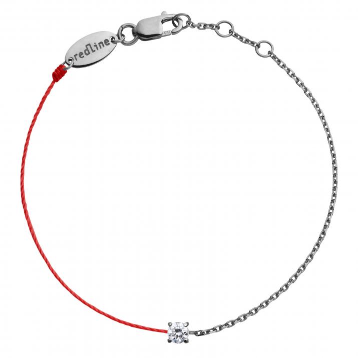 Bracelet fil et chaîne avec diamant 0.08 carat en serti griffé or noir - Redline - 0++