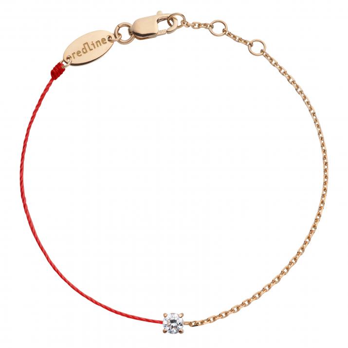 Bracelet fil et chaîne avec diamant 0.08 carat en serti griffé or rose - Redline - 0++