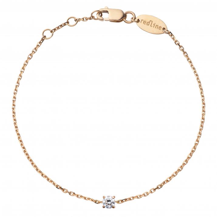 Bracelet chaîne avec diamant 0.08 carat en serti griffé or rose - Redline - 0++