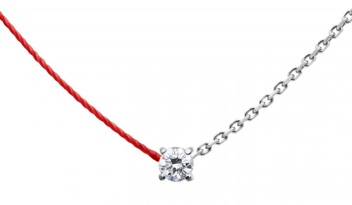 Collier fil et chaîne avec diamant 0.08 carat en serti griffé or blanc - Redline